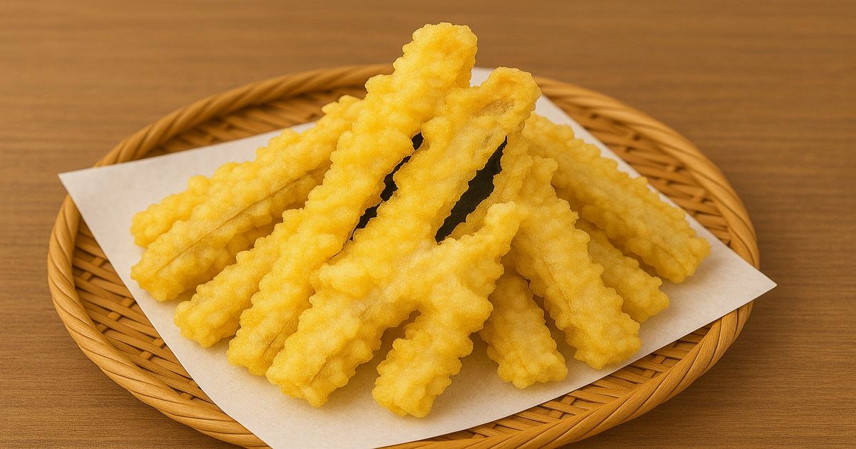 ごぼう天ぷらを盛り付けた料理の写真