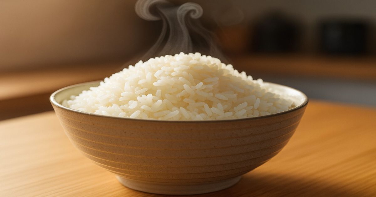 湯気の立つ炊きたての白ごはん