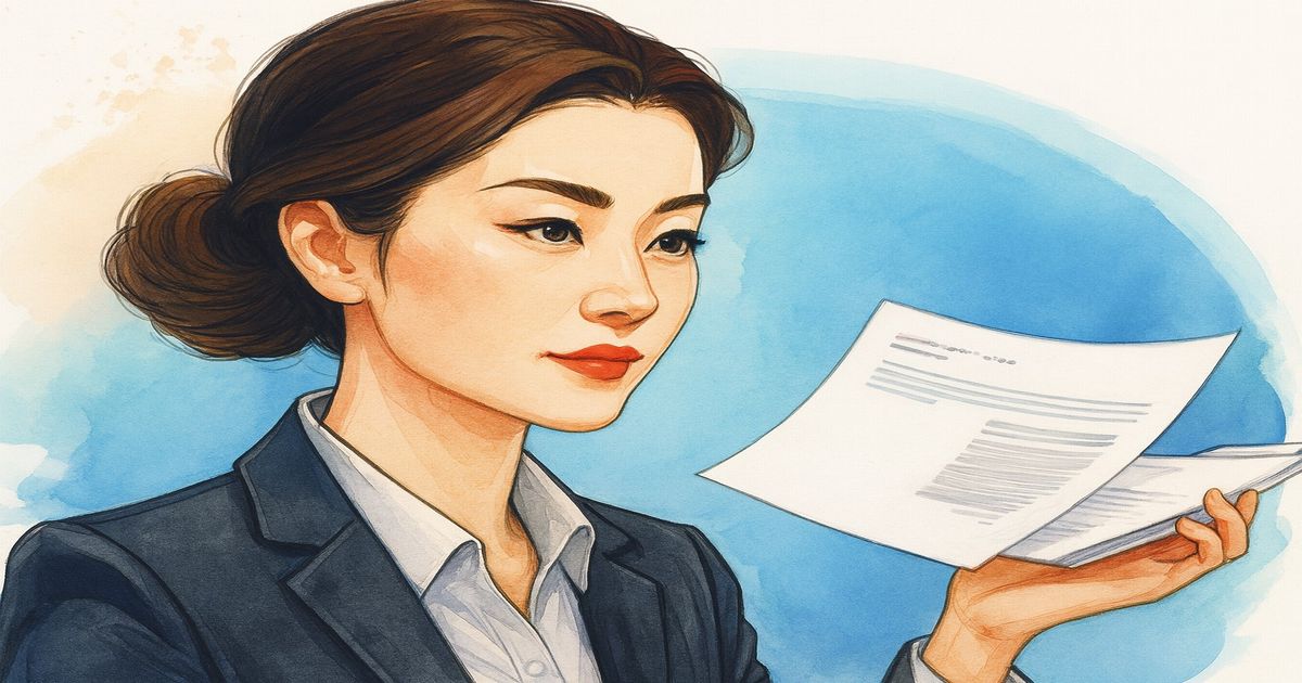 中国ビットコイン女王有罪で1兆円超押収、英中対立の行方は? 中国人女性が書類を持つビジネスイラスト