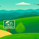 飛行機と鳥が飛ぶ風景イラスト